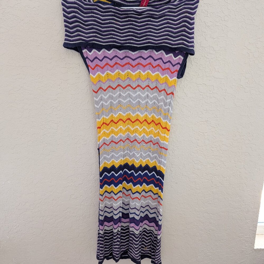 Vintage Apple Bottoms Crochet Chevron Dress Size L 90s Y2K